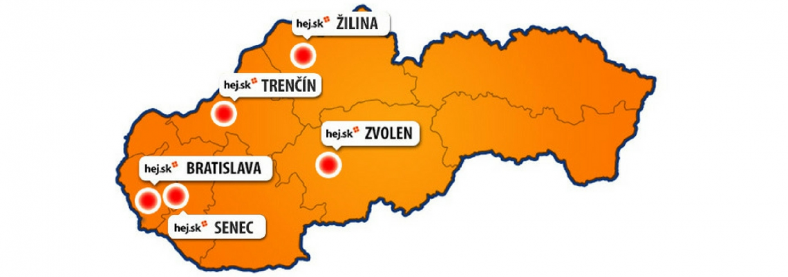 mapa predajní Hej.sk na Slovensku