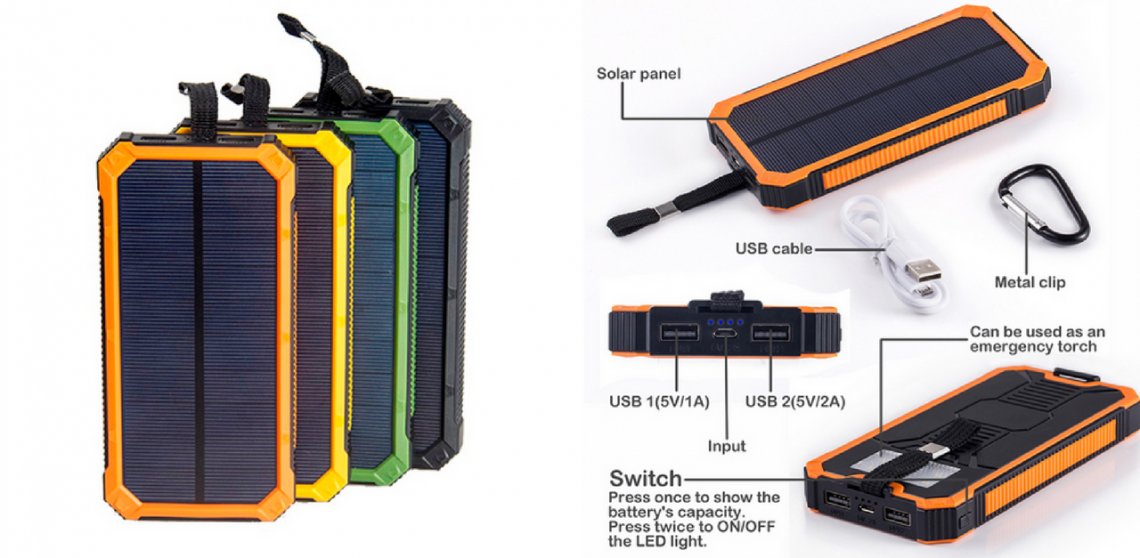 Vodeodolná solárna nabíjačka na mobil