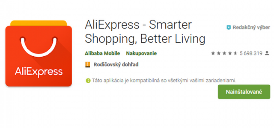 AliExpress mobilná aplikácia